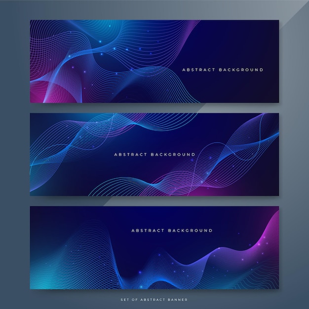 Línea de onda vectorial abstracta que fluye azul y rosa color de gradiente púrpura aislado en fondo negro para elementos de diseño en tecnología conceptual ciencia de la música bandera de tecnología de IA