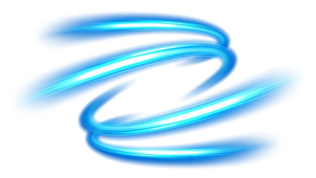 Línea ondulada azul gemela de luz aislada en ilustración vectorial de fondo blanco