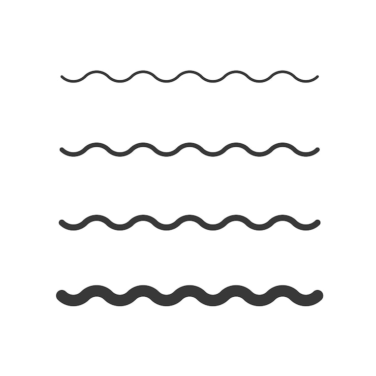 Vector línea ondulada en zigzag, diseño de decoración de elementos simples a gruesos o curva de ondulación única en zigzag ondulado