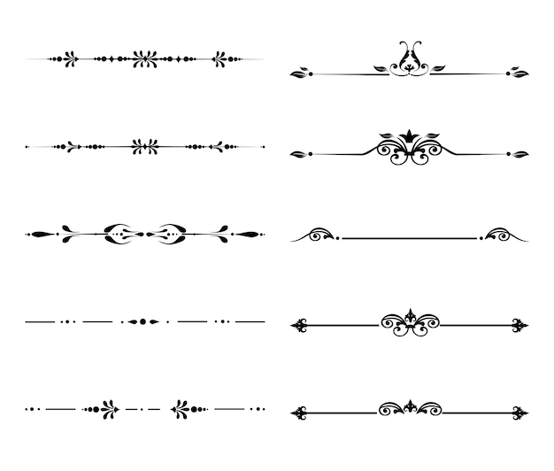 Línea de ornamentación de caligrafía Divisor de texto caligráfico Separador de borde Diseño de decoración Vintage antiguo