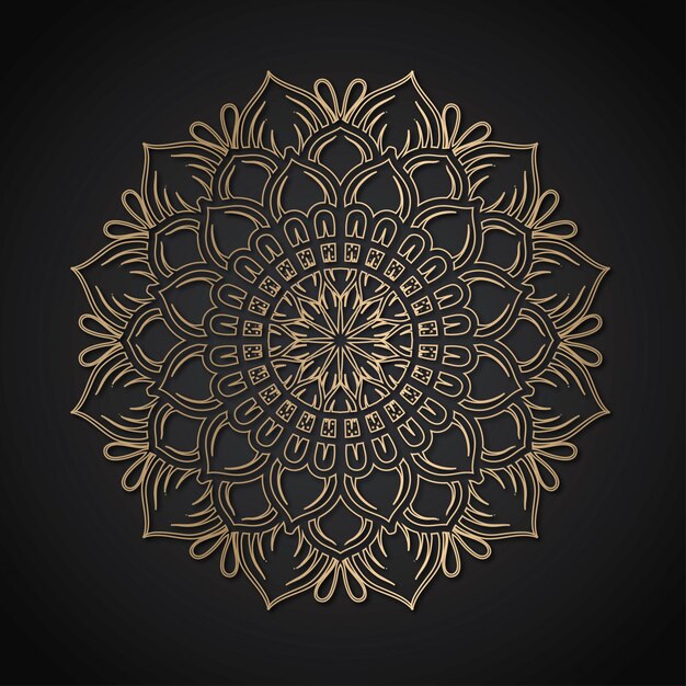 Vector línea de oro mandala de lujo