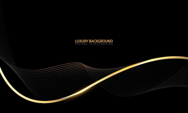 Línea de oro negro abstracto dinámica curva de lujo diseño suave vector de fondo elegante de primera clase moderno