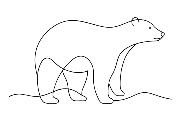 Línea de oso polar con ilustración vectorial en fondo blanco