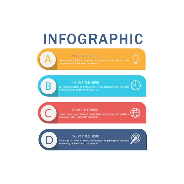 Línea pasos infografía diseño plano colorido