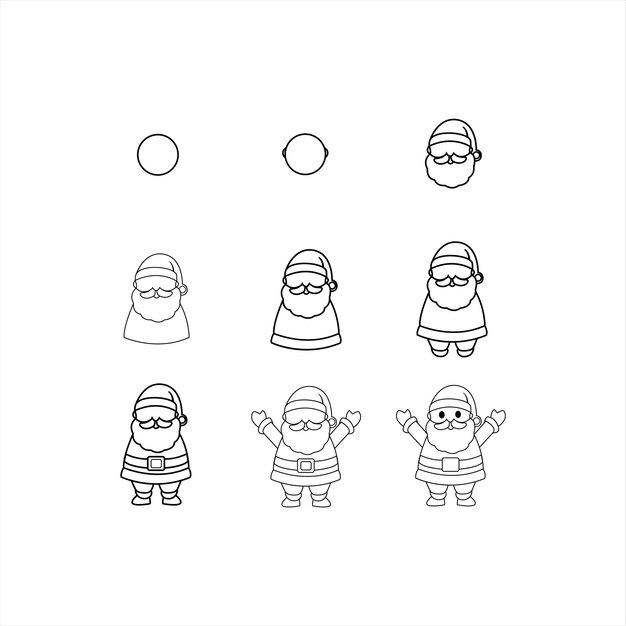 una línea de personajes de dibujos animados incluyendo uno de los personajes