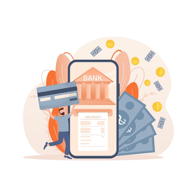 Línea de personas bancarias para el diseño de la página de la cuenta Ilustración vectorial isométrica Banco