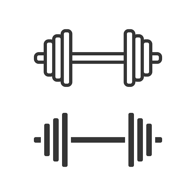 Línea de pesas de gimnasio Iconos de glifo Ilustración vectorial