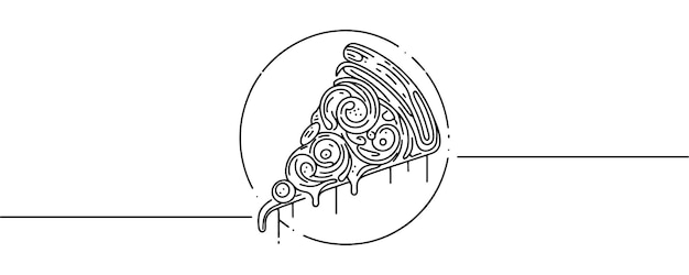 Una línea de pizza Diseño de línea continua moderna con logotipo de pizza Ilustración vectorial de rebanada de pizza de una línea