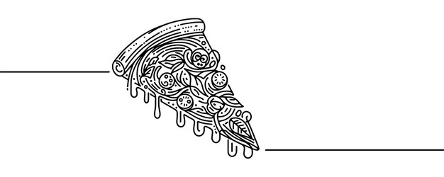 Una línea de pizza Diseño de línea continua moderna con logotipo de pizza Ilustración vectorial de rebanada de pizza de una línea