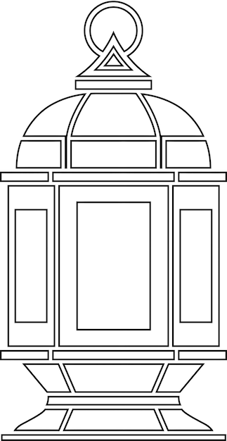 Línea plana colgante Linterna de Ramadán elemento clipart para Ramadán o ilustración de decoración de Eid al Adha