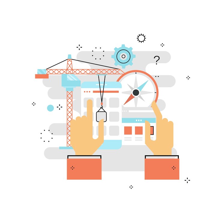 Vector línea plana de desarrollo de aplicaciones
