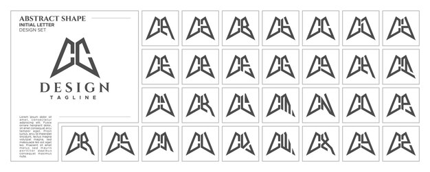 Línea plana de forma abstracta letra C Conjunto de sellos con el logotipo CC