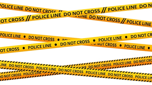 Vector la línea policial no cruza las cintas rayas de precaución amarillas y negras cruzadas área de peligro o escena del crimen