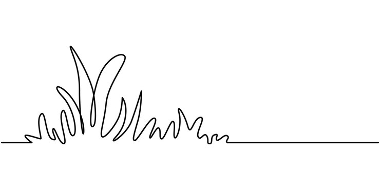 Vector línea de prado abstracta con hierba dibujo continuo de una línea línea de prado abstrata con hierba