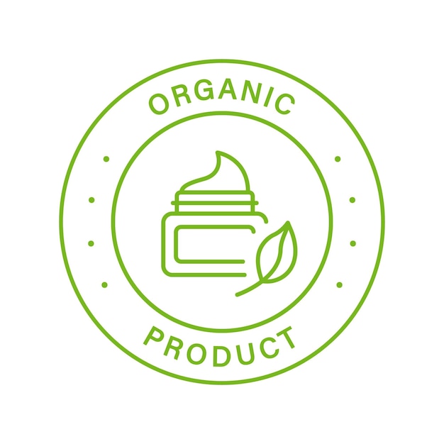 Línea de productos orgánicos green stamp crema cosmética hecha de ingredientes naturales esquema adhesivo bio