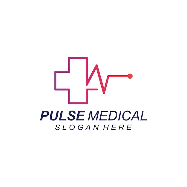 Línea de pulso u onda médica Vector logo diseño concepto ilustración plantilla