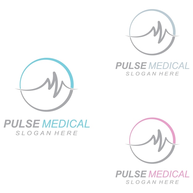 Línea de pulso u onda médica vector logo diseño concepto ilustración plantilla