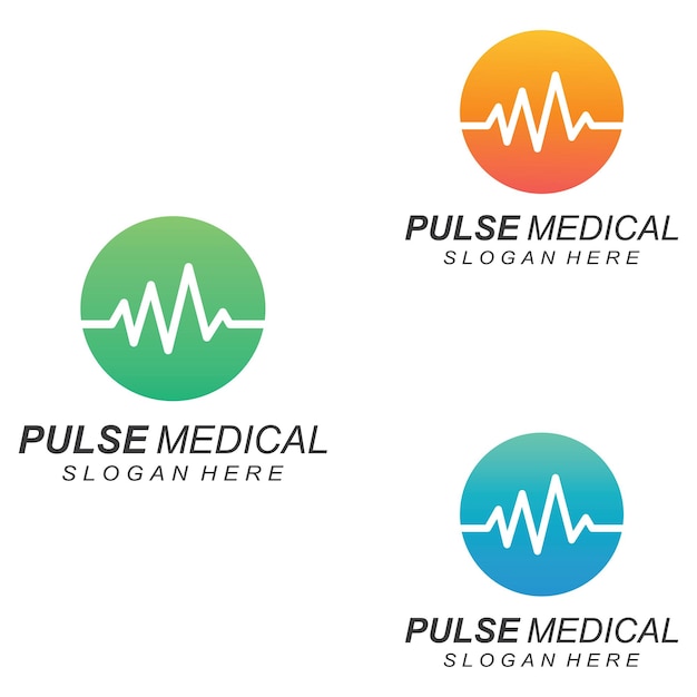 Línea de pulso u onda médica vector logo diseño concepto ilustración plantilla