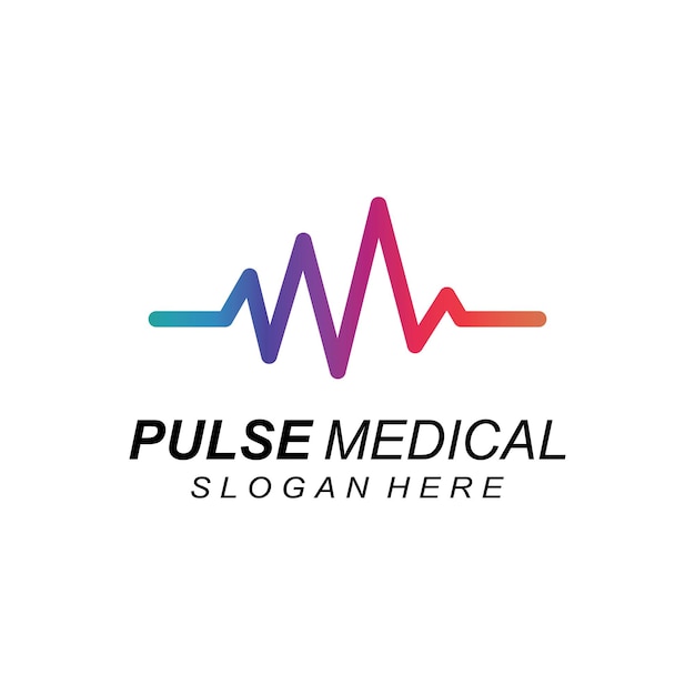 Línea de pulso u onda médica vector logo diseño concepto ilustración plantilla