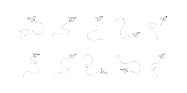 Línea punteada de avión de papel