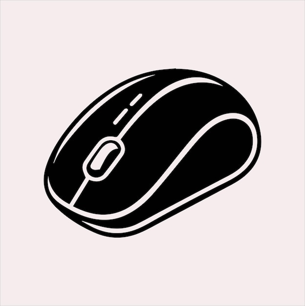 línea de ratón inalámbrica icono de ilustración de silueta vectorial sobre un fondo blanco