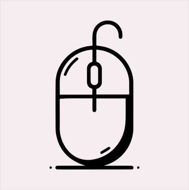línea de ratón inalámbrica icono de ilustración de silueta vectorial sobre un fondo blanco