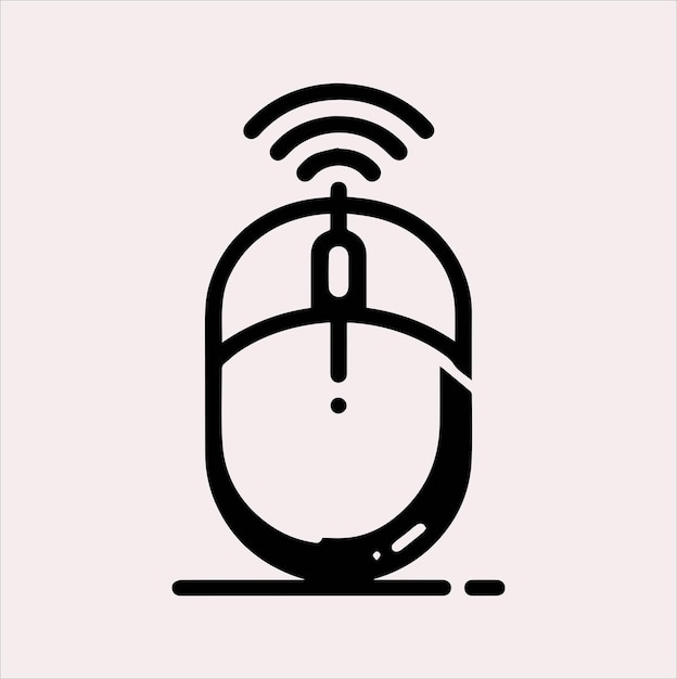 línea de ratón inalámbrica icono de ilustración de silueta vectorial sobre un fondo blanco