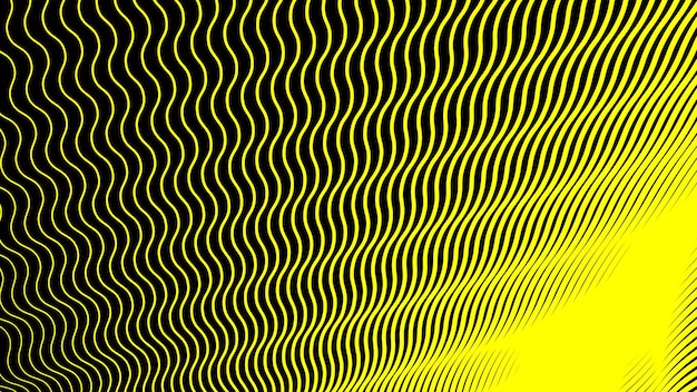 Línea de rayas onduladas amarillas con fondo de patrón sin costuras abstracto