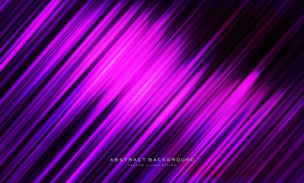 Línea de rayas violetas abstractas potencia dinámica de velocidad de desenfoque en vector de fondo moderno de diseño negro