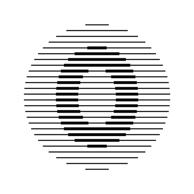 Línea redonda de número cero Abstracto Ilusión óptica Icon de símbolo de mitad de tono de franja
