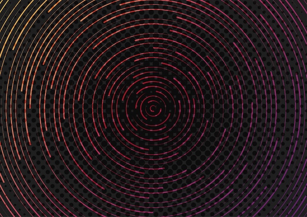 Línea de remolino abstracto de plantilla de ilustraciones de sistema decorativo de patrón futurista. Diseño con medios tonos en el centro de fondo. vector de ilustración