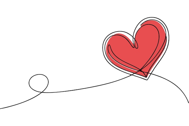 una línea roja con corazones dibujados en ella