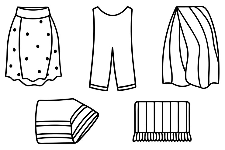 Vector una línea de ropa y una camisa con un fondo blanco