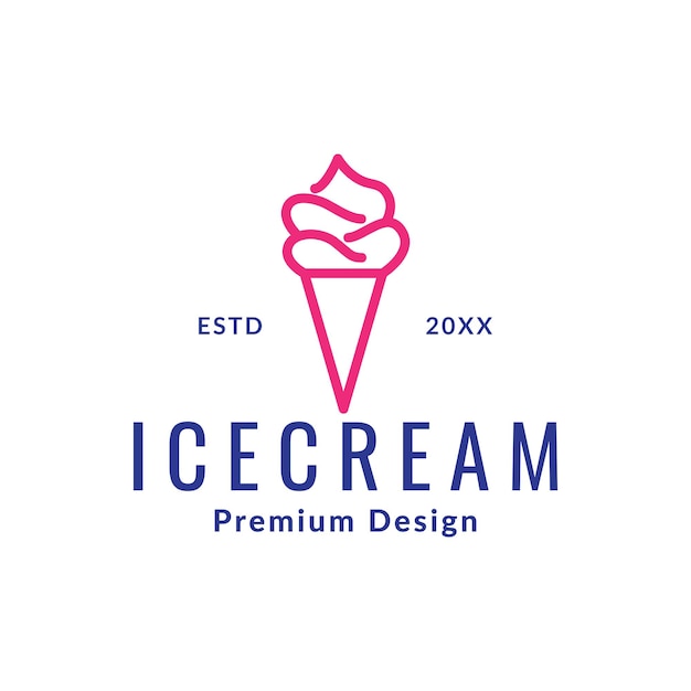 Línea rosa cono de helado diseño de logotipo vector gráfico símbolo icono ilustración idea creativa