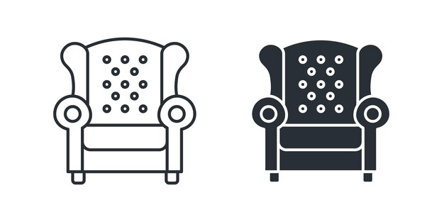 Línea de sillón y pictograma plano Silla de asiento Decoración del hogar