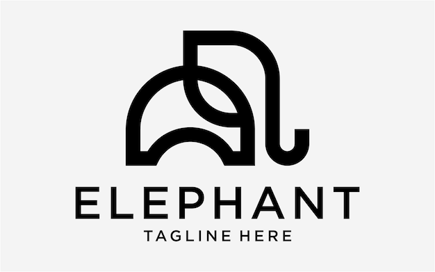 Línea simple de elefante de diseño de logotipo