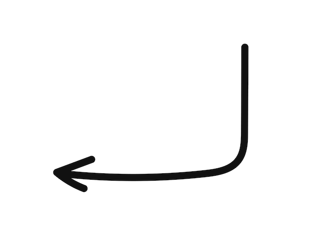 Línea simple, flecha negra dibujada a mano