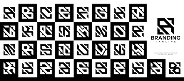Línea simple letra cuadrada AZ conjunto de logotipo inicial