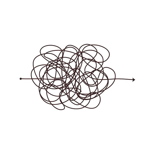 Línea simple y manera fácil compleja Scribble doodle mentalidad de caos Resolución de problemas línea difícil