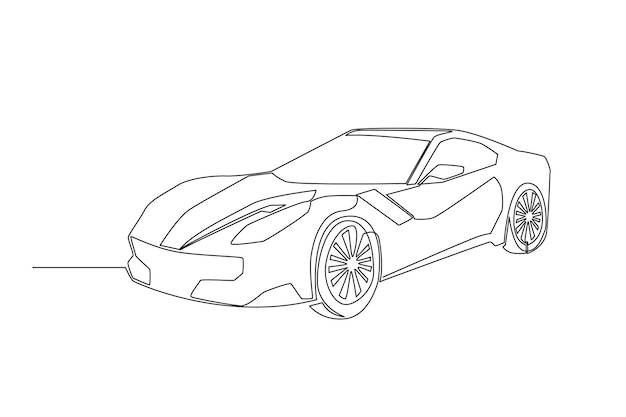 Línea simple de vector de carreras de autos. concepto de una línea de dibujo de carreras de coches y línea continua.