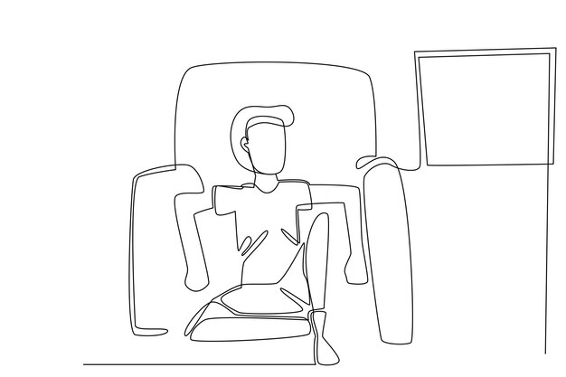 línea simple de ver dibujos de películas. Vector de una línea para ver el concepto de ilustración de películas.
