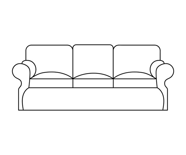Línea de sofá Iconos Diseño de muebles Colección de ilustración de sofá Conjunto de muebles modernos aislado