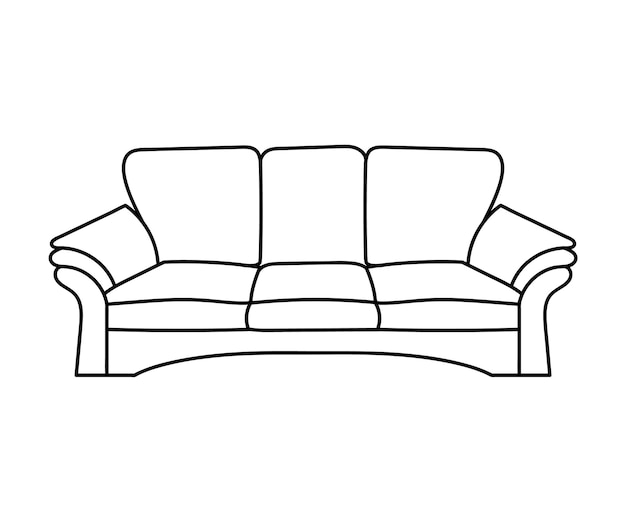 Línea de sofá Iconos Diseño de muebles Colección de ilustración de sofá Conjunto de muebles modernos aislado