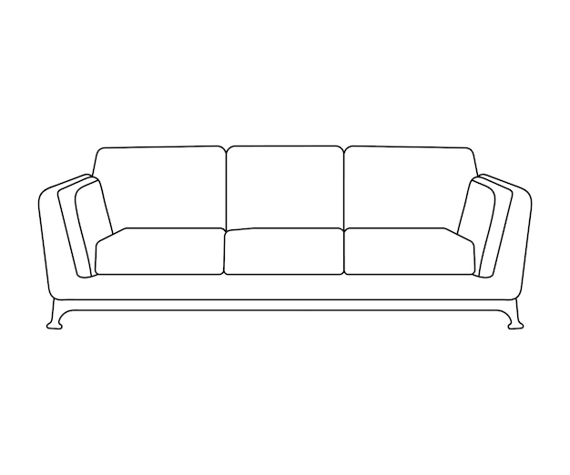 Línea de sofá Iconos Diseño de muebles Colección de ilustración de sofá Conjunto de muebles modernos aislado