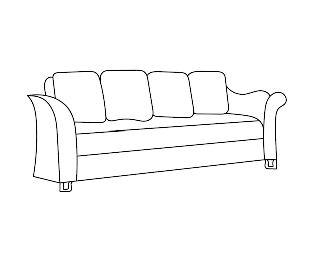 Línea de sofá Iconos Diseño de muebles Colección de ilustración de sofá Conjunto de muebles modernos aislado