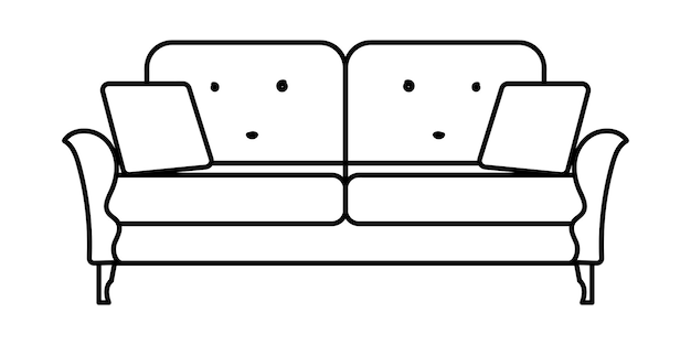 Línea de sofá Iconos Diseño de muebles Colección de ilustración de sofá Conjunto de muebles modernos