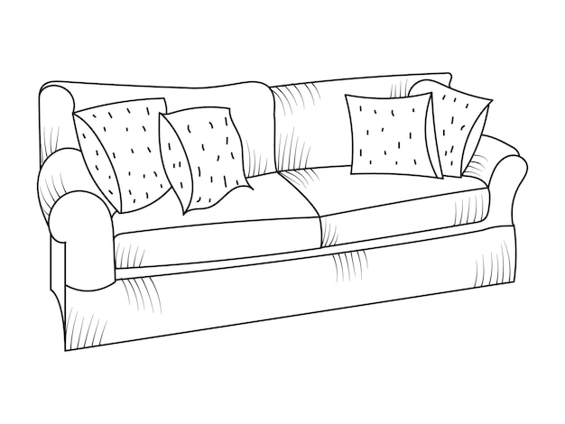 Línea de sofá Iconos Diseño de muebles Colección de ilustración de sofá Conjunto de muebles modernos