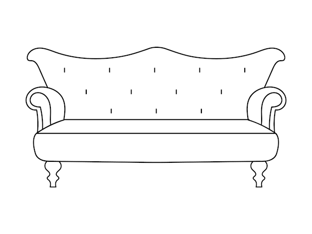 Línea de sofá Iconos Diseño de muebles Colección de ilustración de sofá Conjunto de muebles modernos