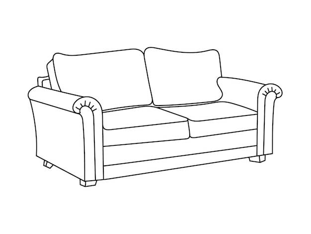 Línea de sofá Iconos Diseño de muebles Colección de ilustración de sofá Conjunto de muebles modernos
