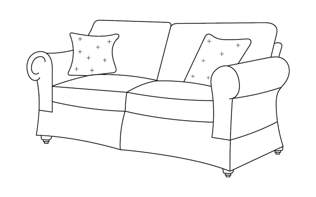 Línea de sofá Iconos Diseño de muebles Colección de ilustración de sofá Conjunto de muebles modernos
